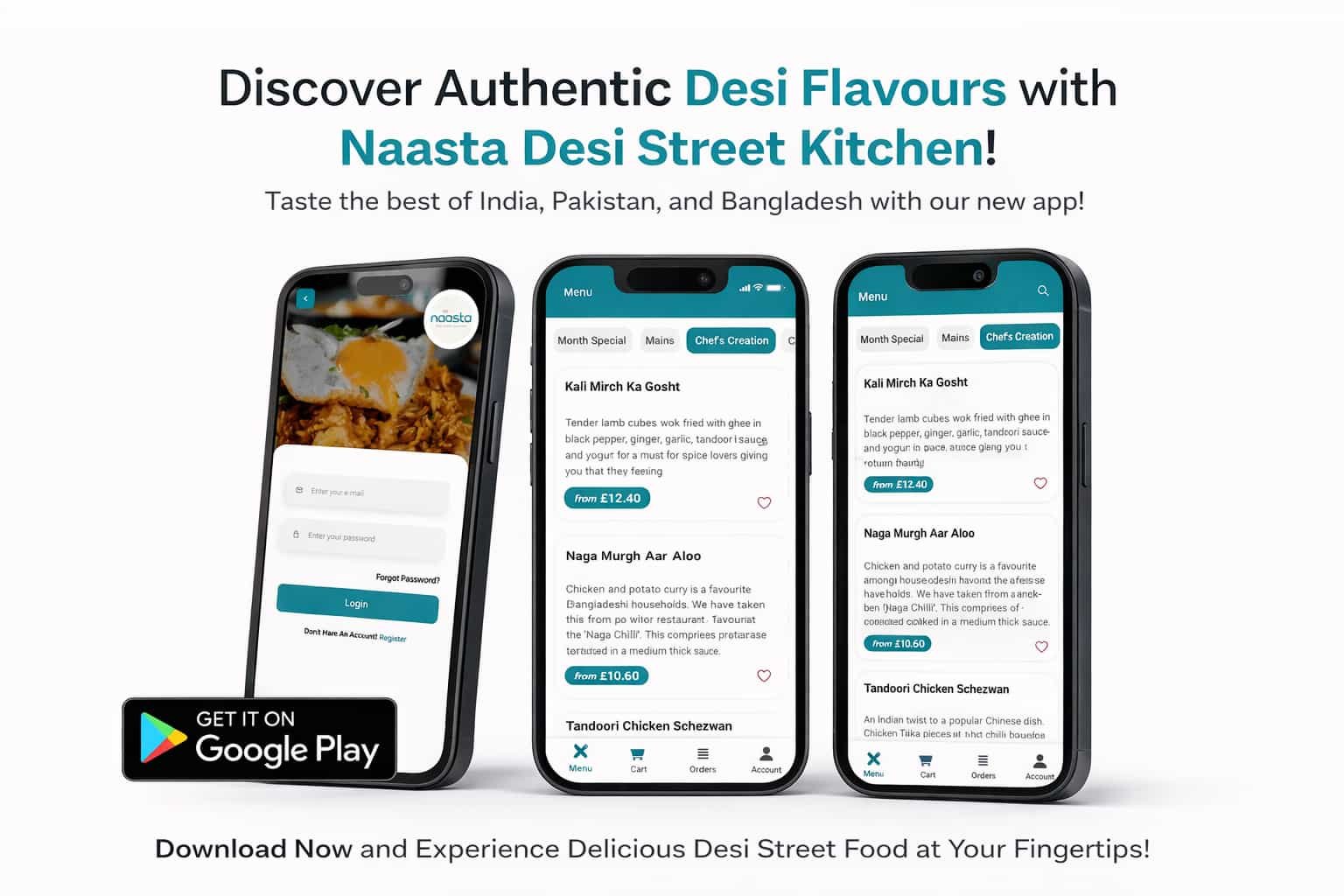 Naasta food app interface